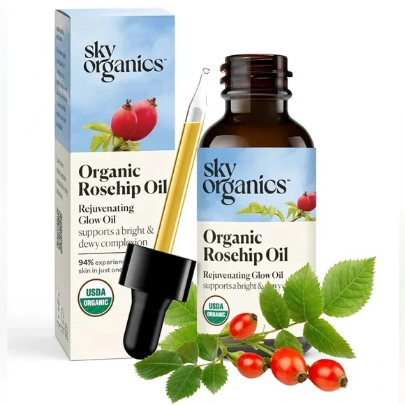 Organic Rosehip Oil - Rejuvenating Glow Oil โ Sky Organics, 1 fl oz - Picture 4 of 15